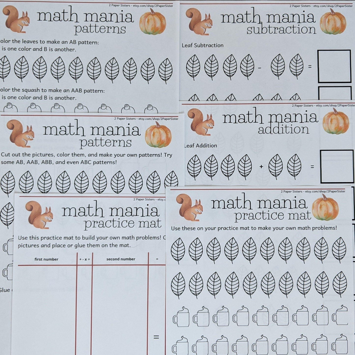 Fall Math Mania: Digital Download - 2 Paper Sisters