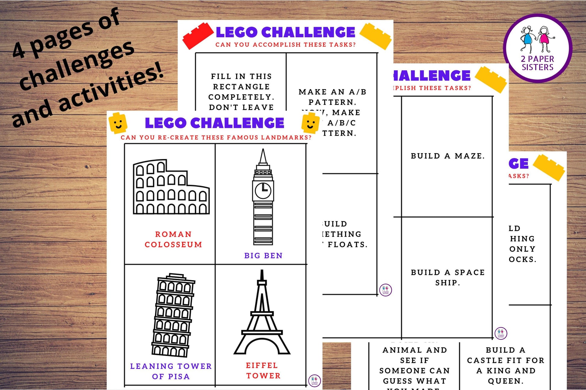 STEM activity: LEGO Challenges - Digital Download - 2 Paper Sisters