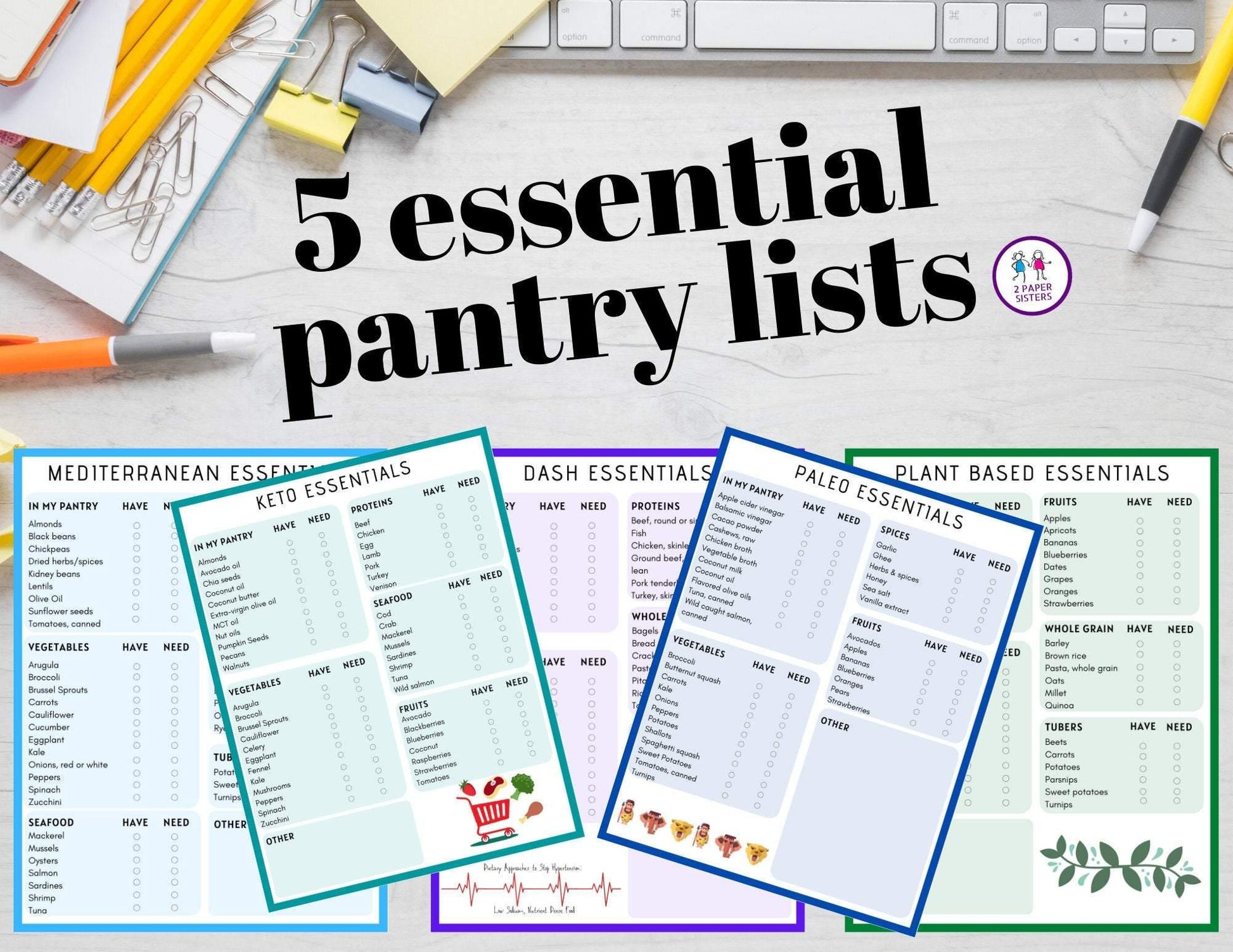 Pantry Essential Lists- Digital Download - 2 Paper Sisters