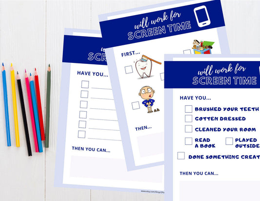 Screen Time Checklist: Chore List - Digital Download - 2 Paper Sisters