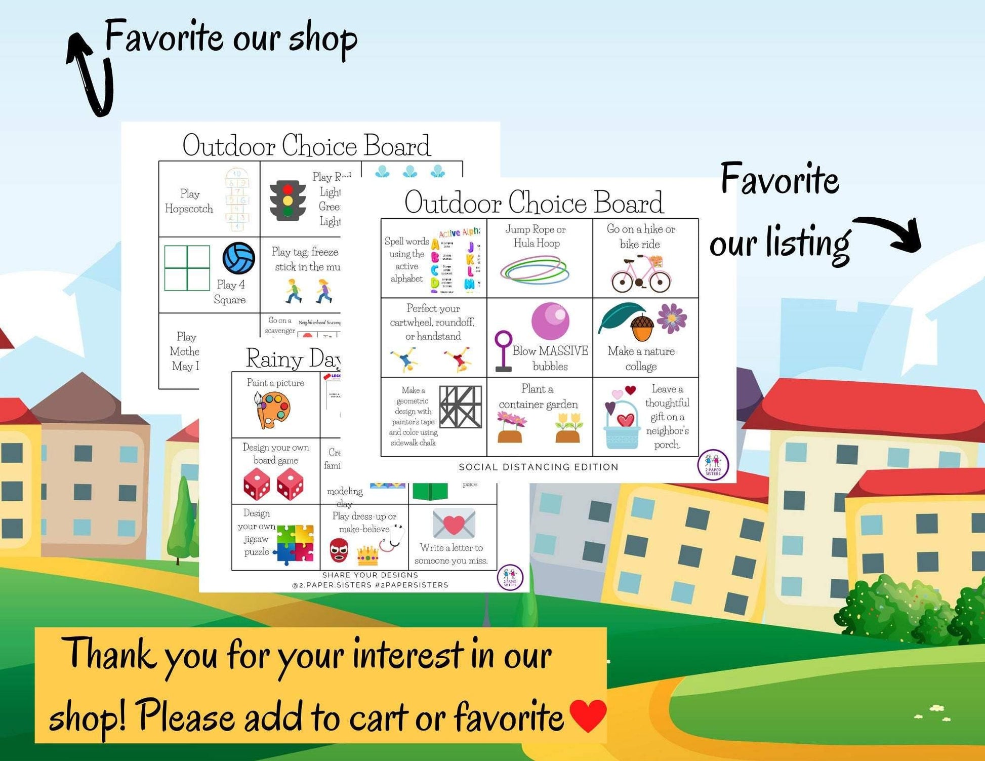 Choice Boards for Screen Free Play - Digital Download - 2 Paper Sisters