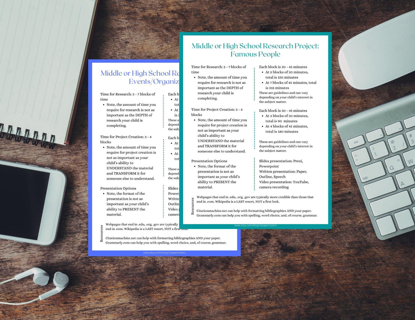 Writing Bundle: Research Project for Teens and Tweens - Digital Download - 2 Paper Sisters