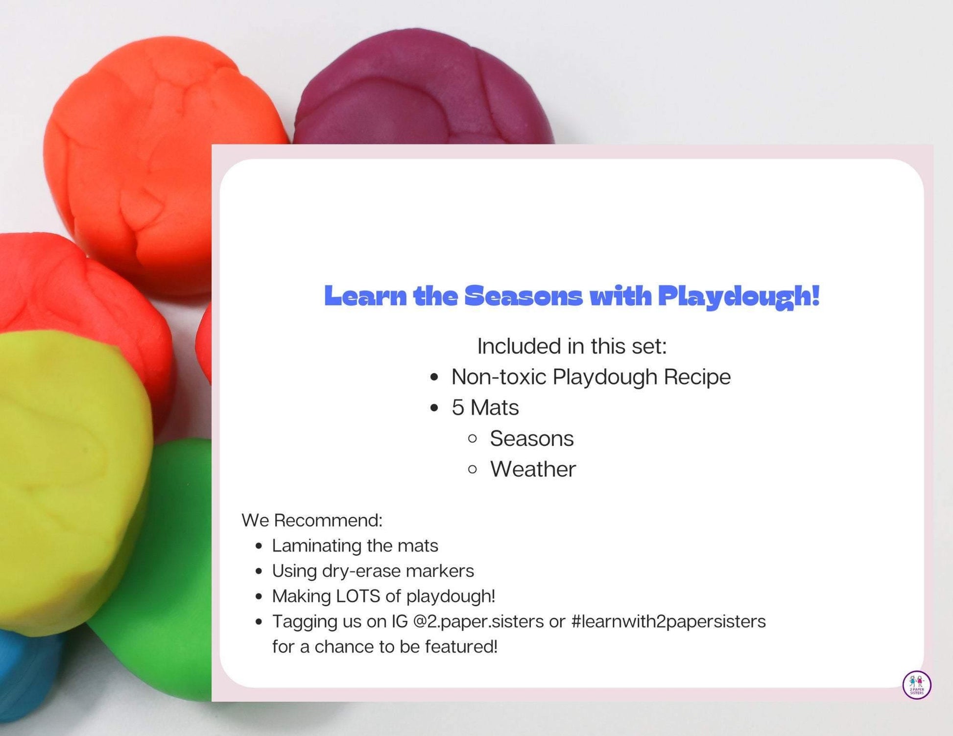 Seasons and Weather Playdough Mats- Digital Download - 2 Paper Sisters