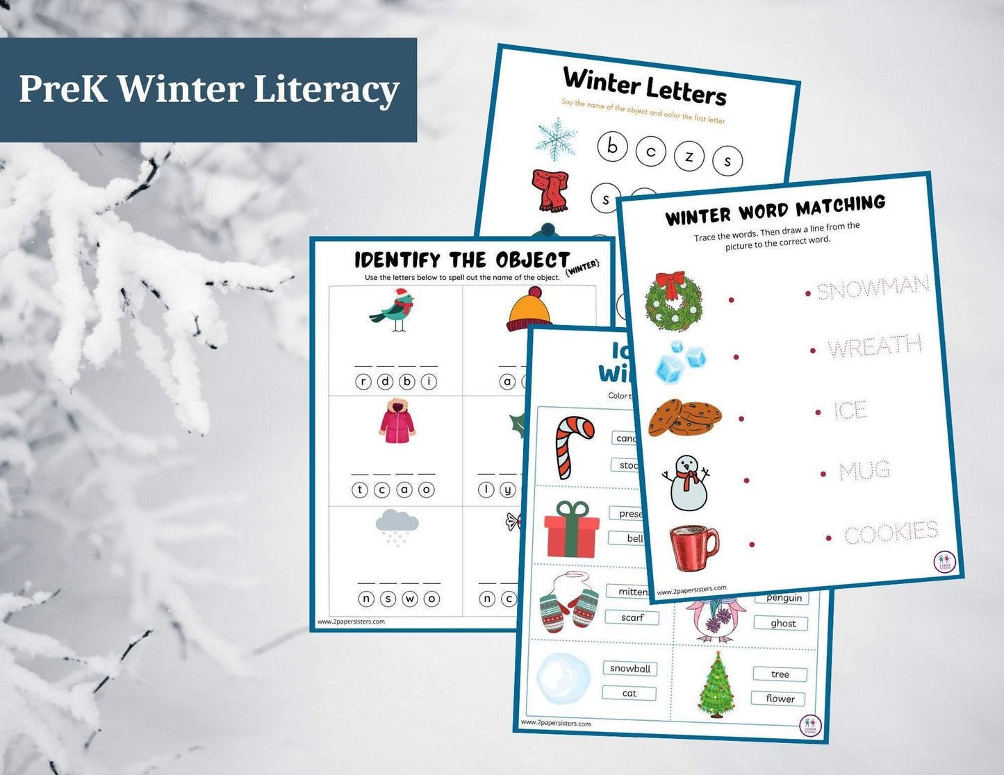 PreK Winter Literacy Bundle- Digital Download - 2 Paper Sisters