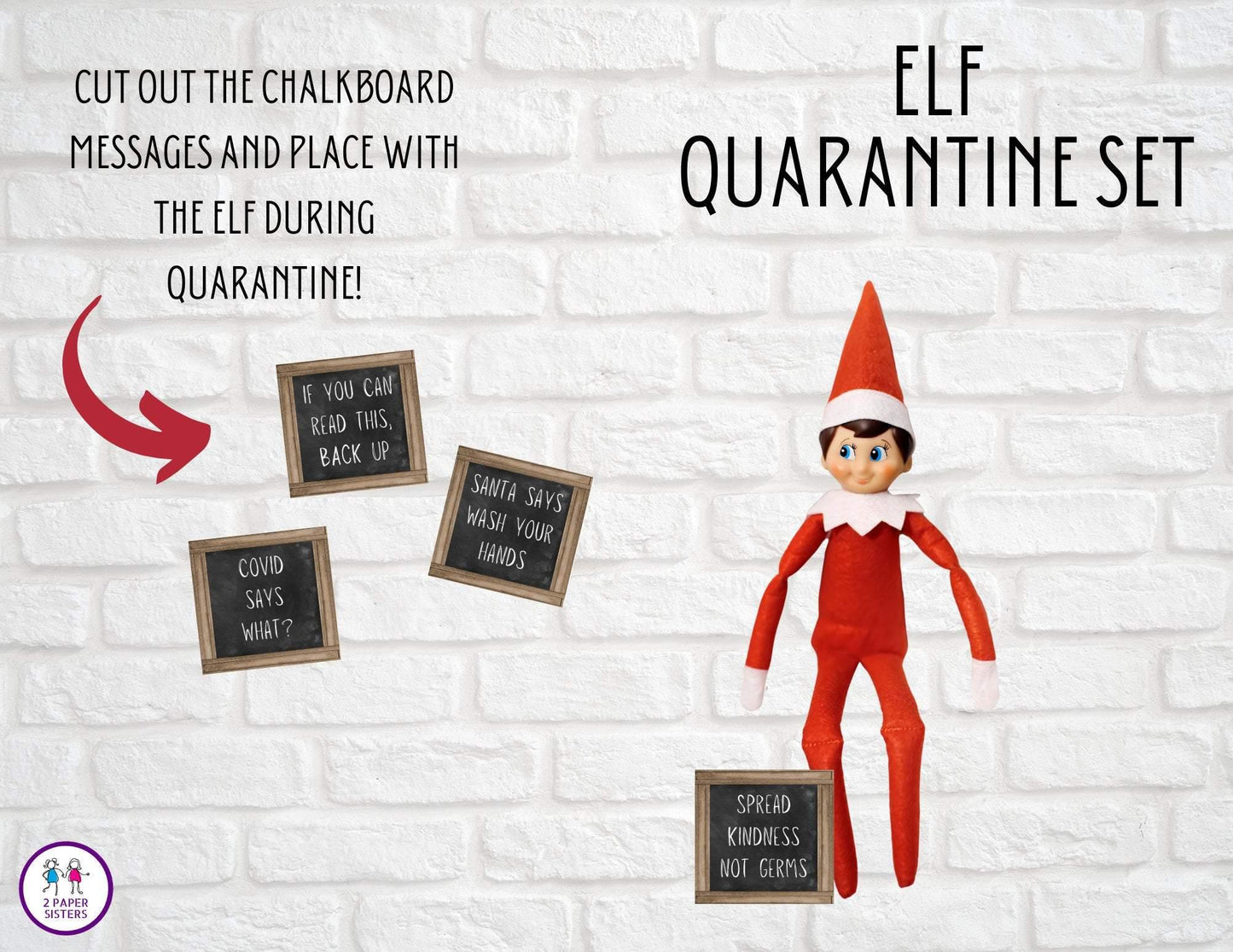 PRINTABLE Elf on the Shelf quarantine kit, covid, coronavirus, elf health report, quarantine countdown, INSTANT DOWNLOAD - 2 Paper Sisters