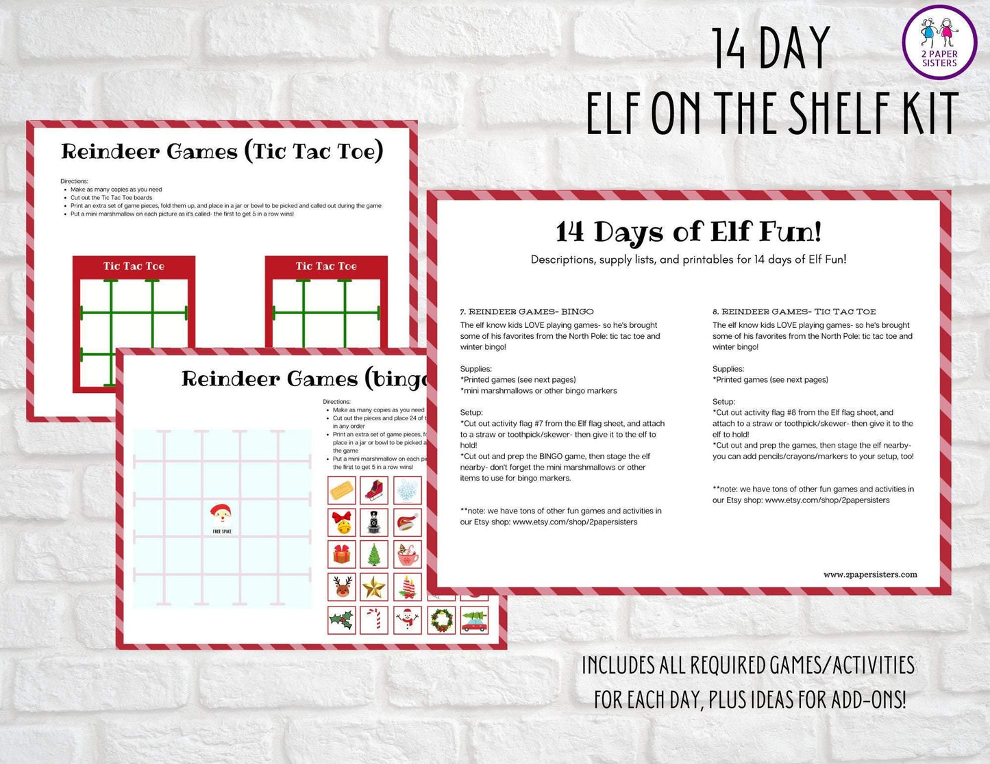 PRINTABLE Elf on the Shelf kit, 14 days of activities, elf activities, activities for kids, christmas, INSTANT DOWNLOAD - 2 Paper Sisters