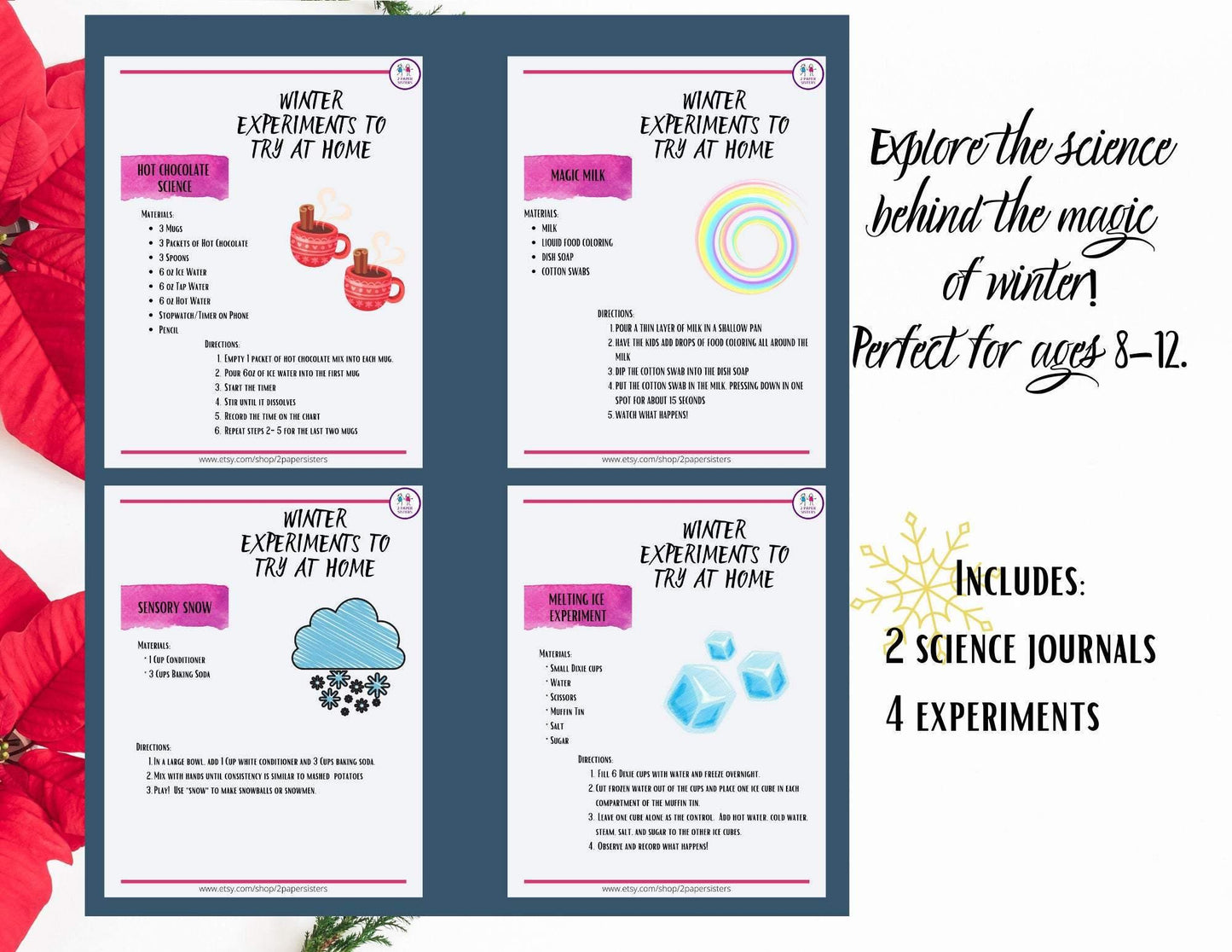 Winter Science Experiments, Ages 7-12 - Digital Download - 2 Paper Sisters